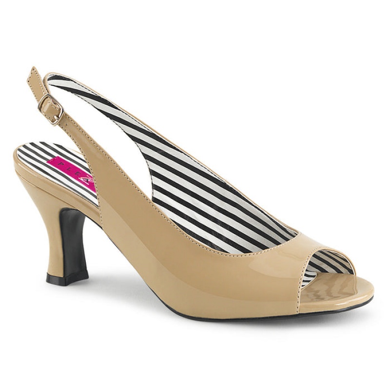 Beige Pleaser Jenna-02 Women's Slingbacks | AS4189573