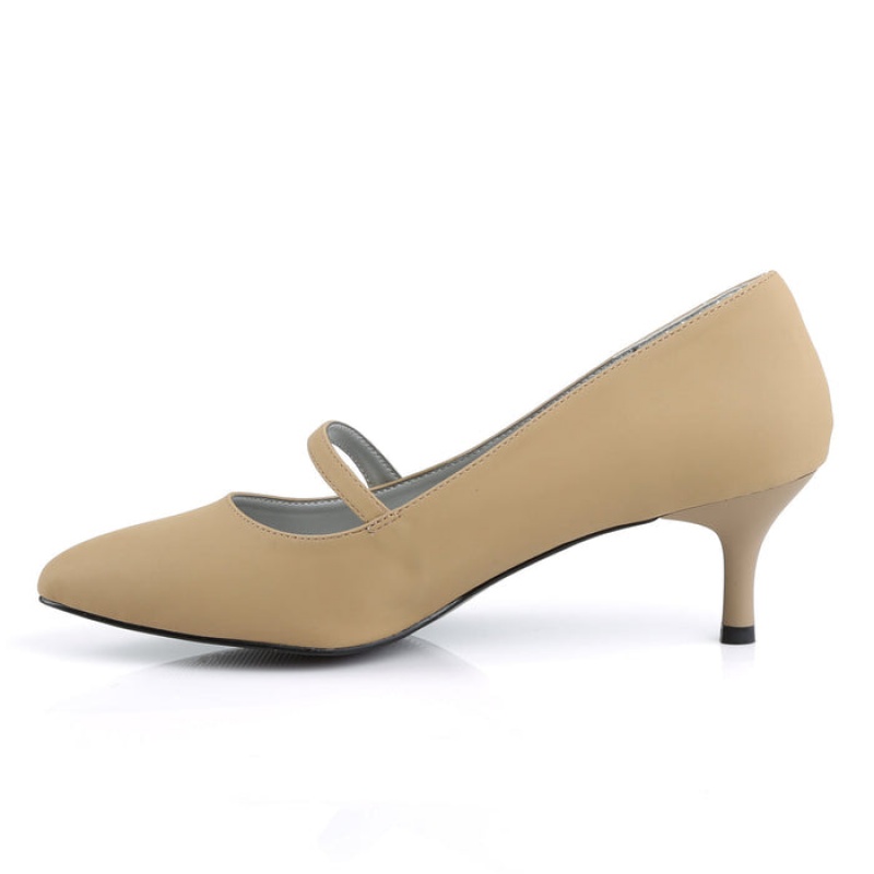 Beige Pleaser Kitten-03 Women's Pumps | JK2038179