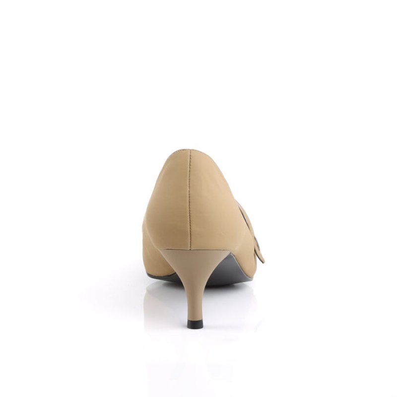 Beige Pleaser Kitten-03 Women's Pumps | JK2038179