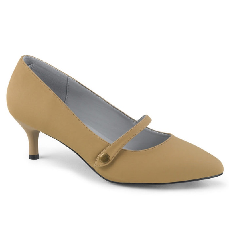 Beige Pleaser Kitten-03 Women's Pumps | JK2038179