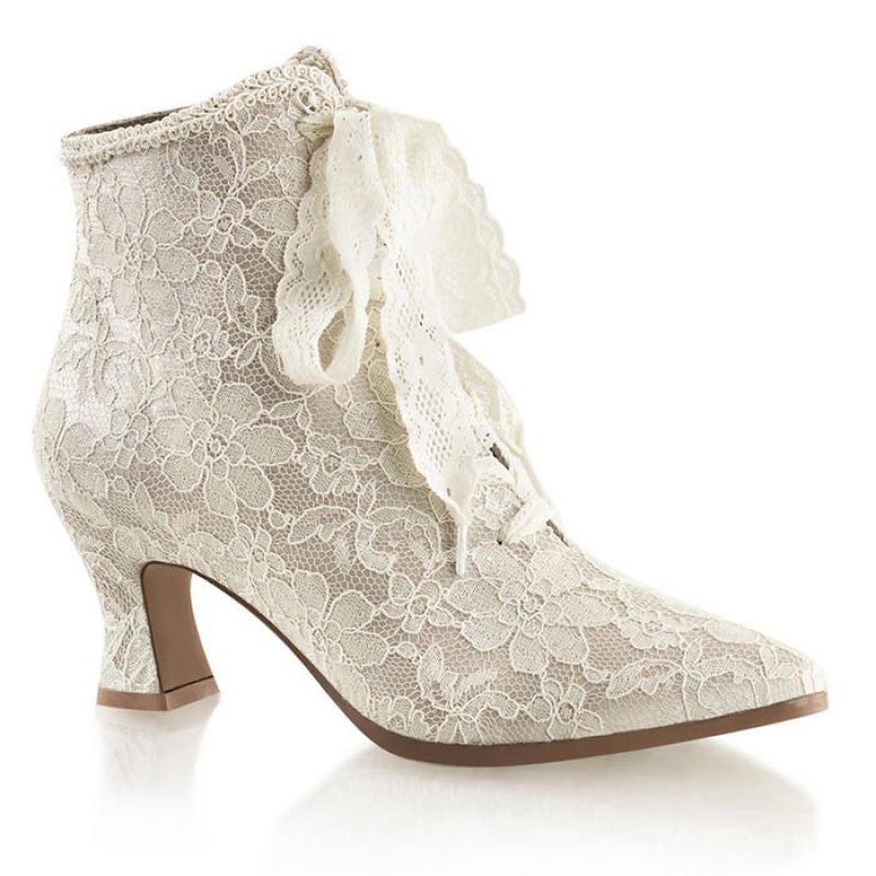 Beige Pleaser Victorian-30 Women's Boots | ZJ1287639