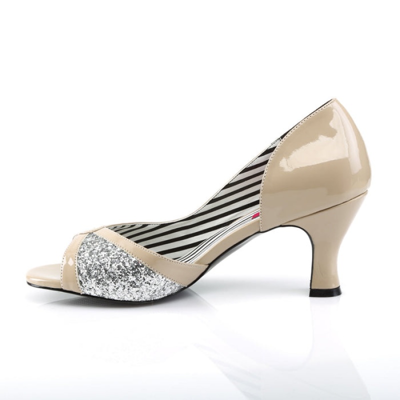 Beige / Silver Pleaser Jenna-03 Women's D'Orsay | LS0317694