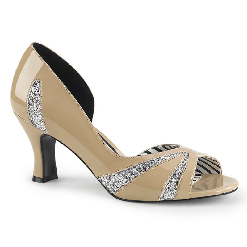 Beige / Silver Pleaser Jenna-03 Women's D'Orsay | LS0317694