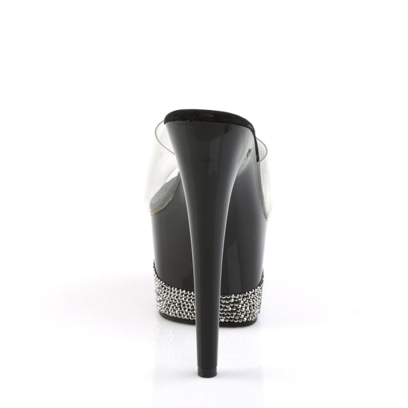 Black Pleaser Adore-701-3 Women's Slides | VT8523047