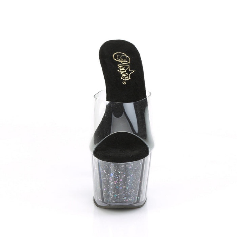 Black Pleaser Adore-701CG Women\'s Slides | US4079631