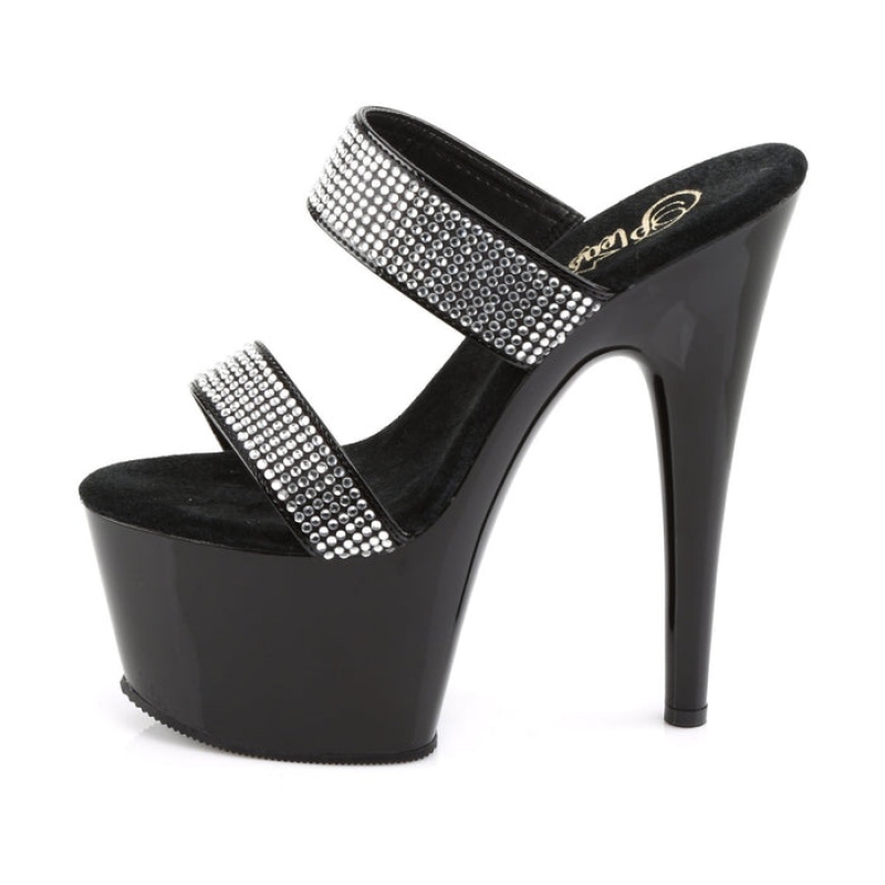 Black Pleaser Adore-702-2 Women's Slides | KA7354019