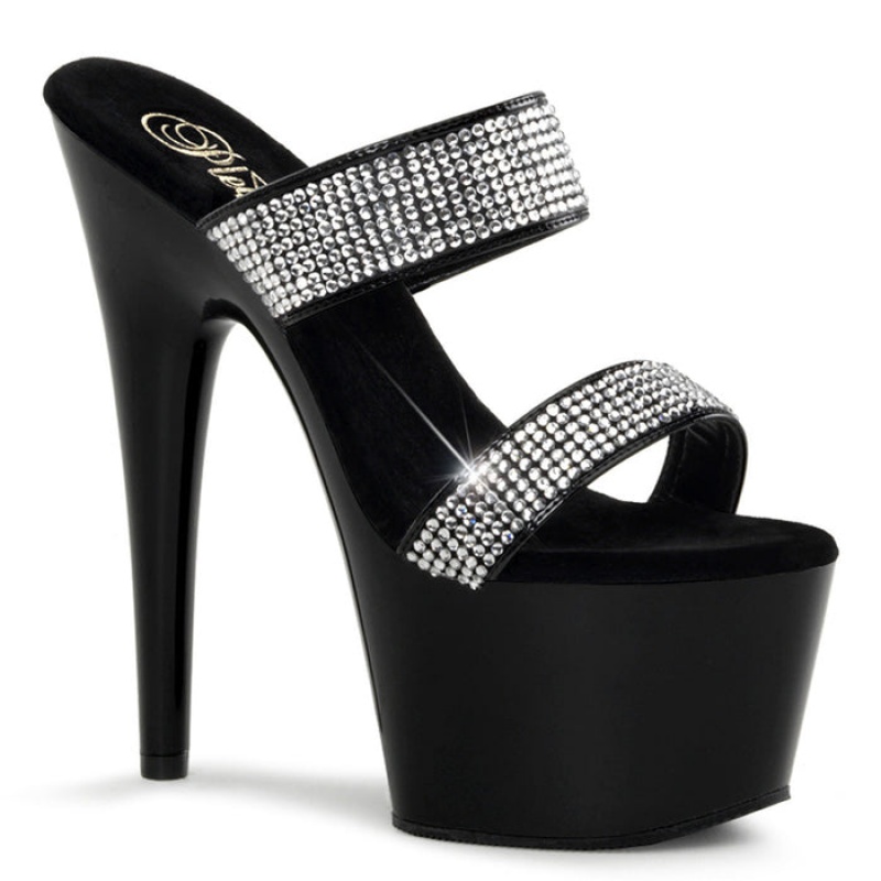 Black Pleaser Adore-702-2 Women's Slides | KA7354019