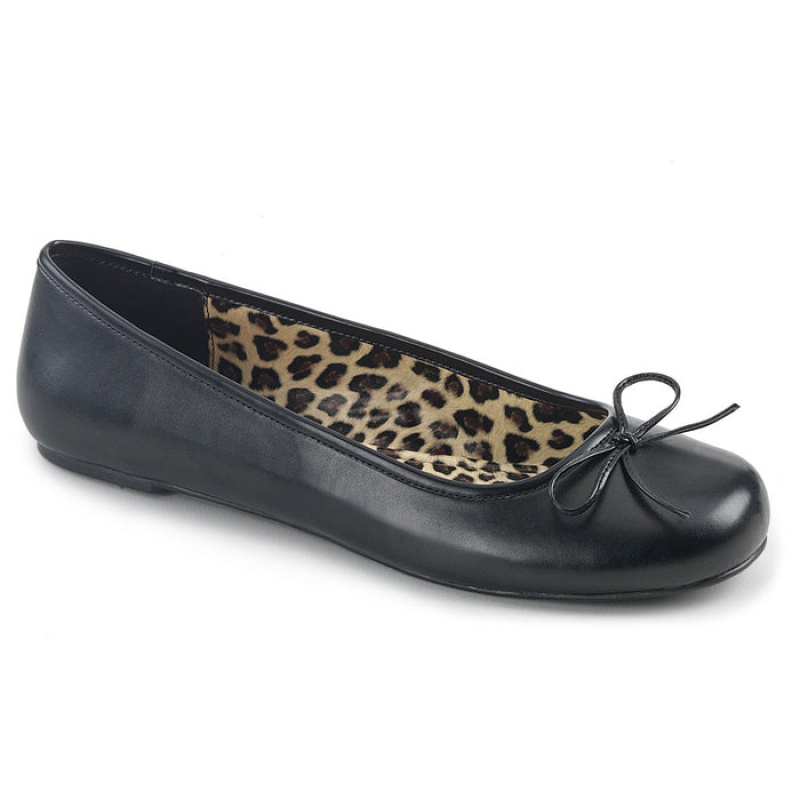 Black Pleaser Anna-01 Women's Flats | LT3475128