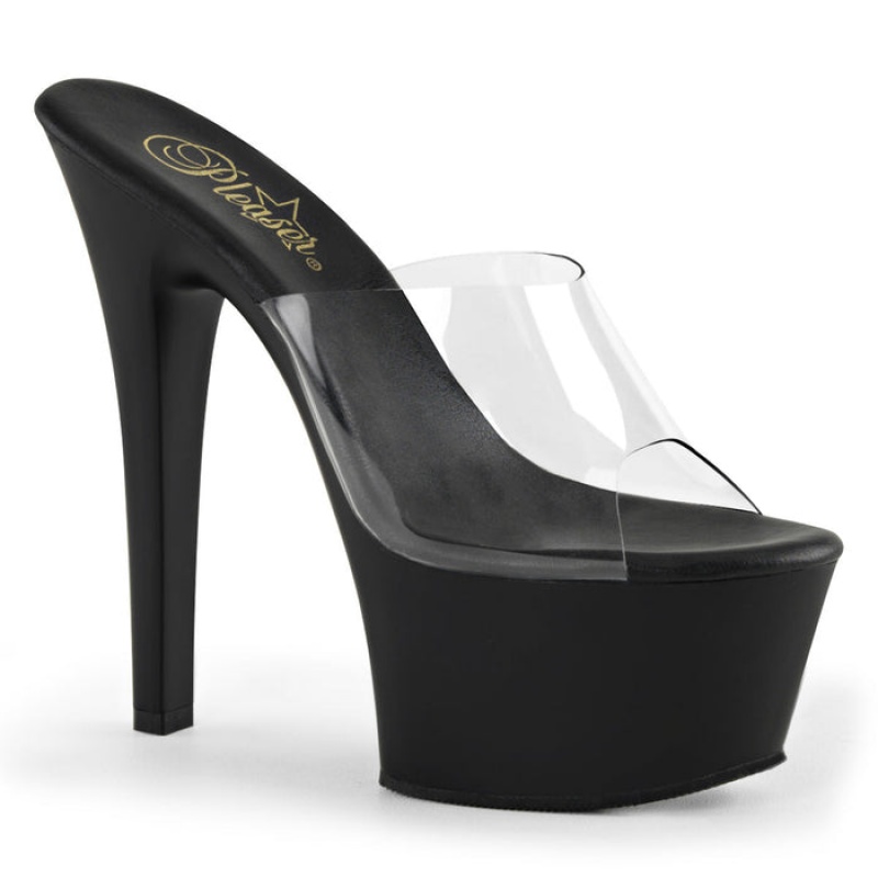 Black Pleaser Aspire-601 Women's Slides | MU3914756