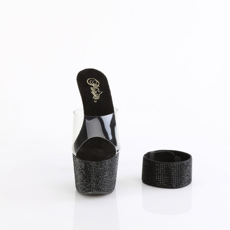 Black Pleaser Bejeweled-712RS Women\'s Slides | QR7408392