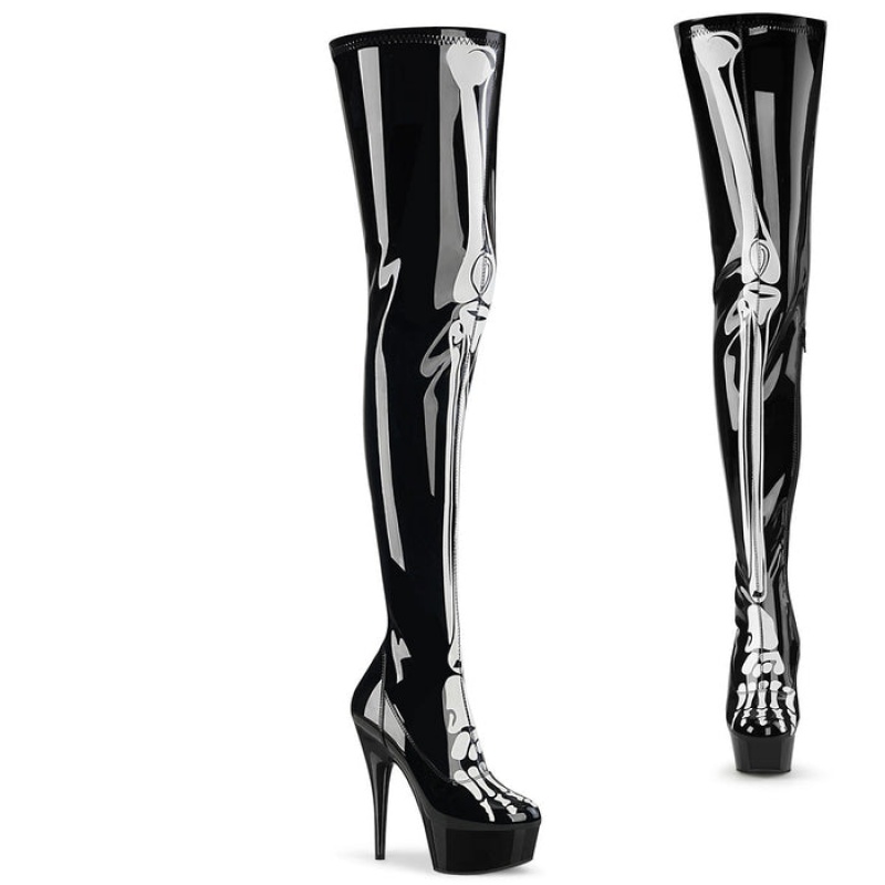 Black Pleaser Delight-3000BONE Women's Boots | EK2451769