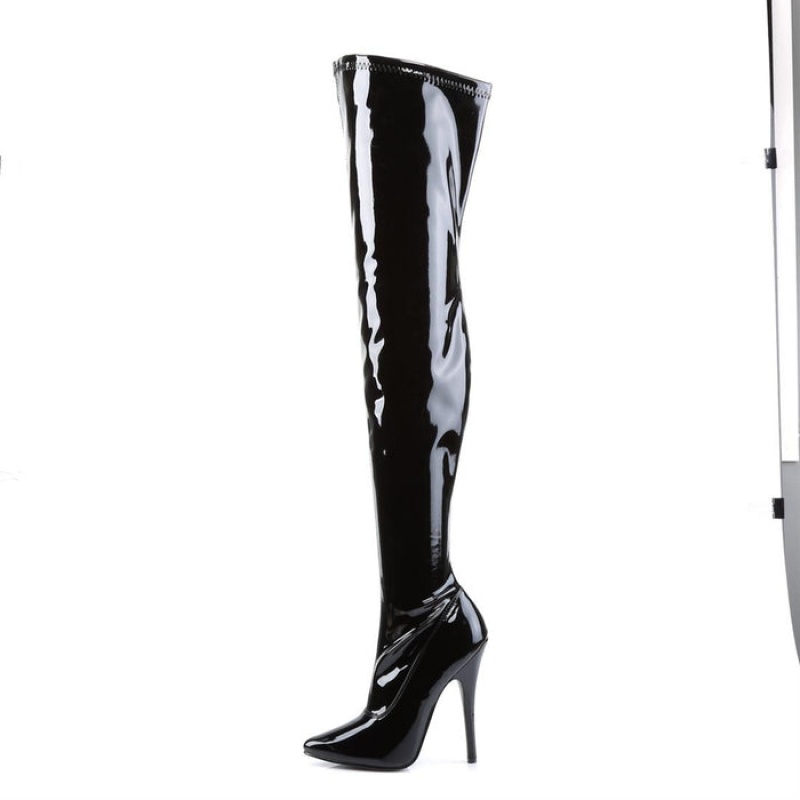 Black Pleaser Domina-3000 Women's Boots | NQ2937456