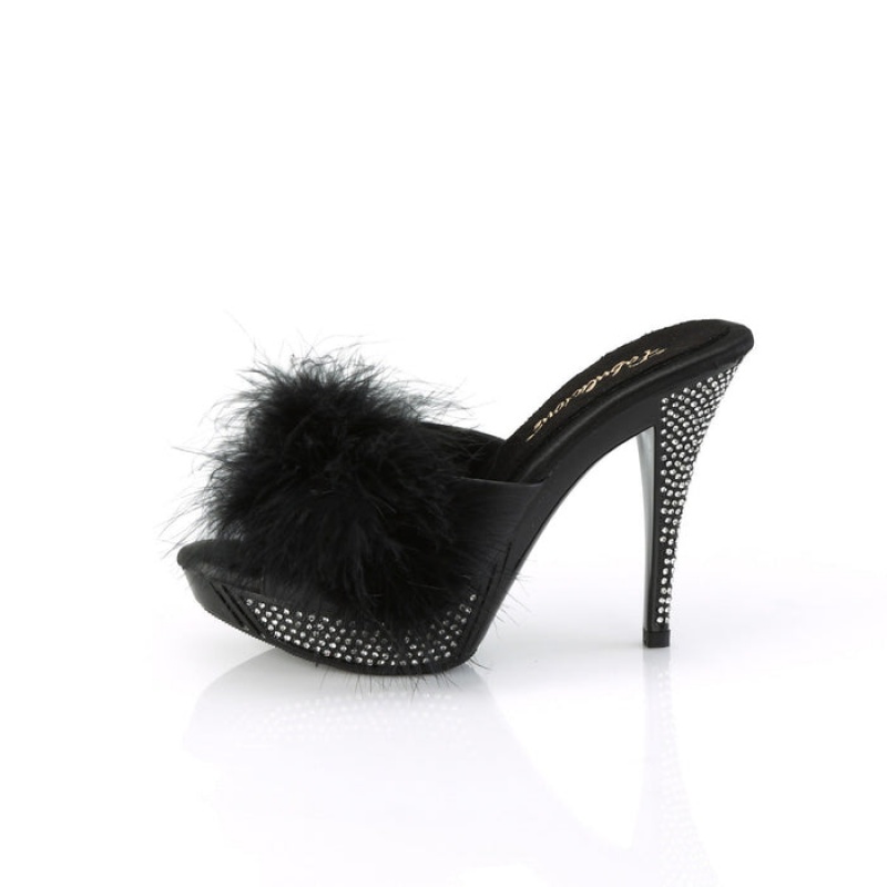 Black Pleaser Elegant-401F Women's Slides | TX0154837