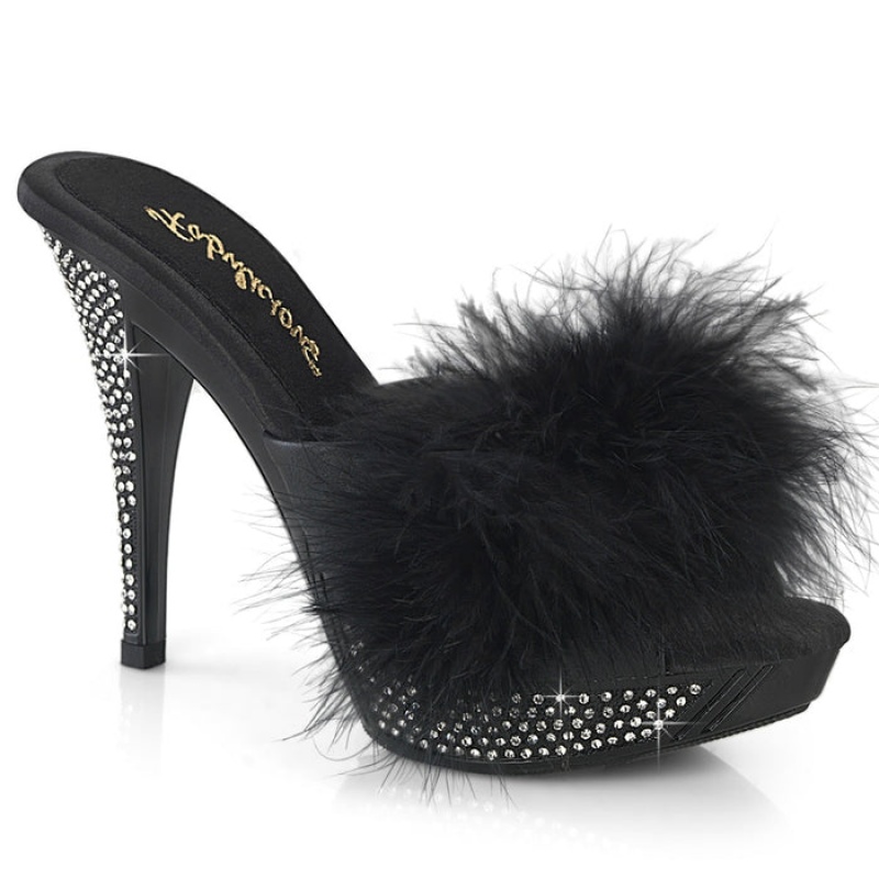 Black Pleaser Elegant-401F Women's Slides | TX0154837