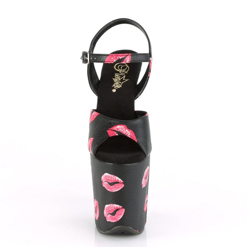 Black Pleaser Flamingo-809KISSES Women\'s Sandals | KA3681079