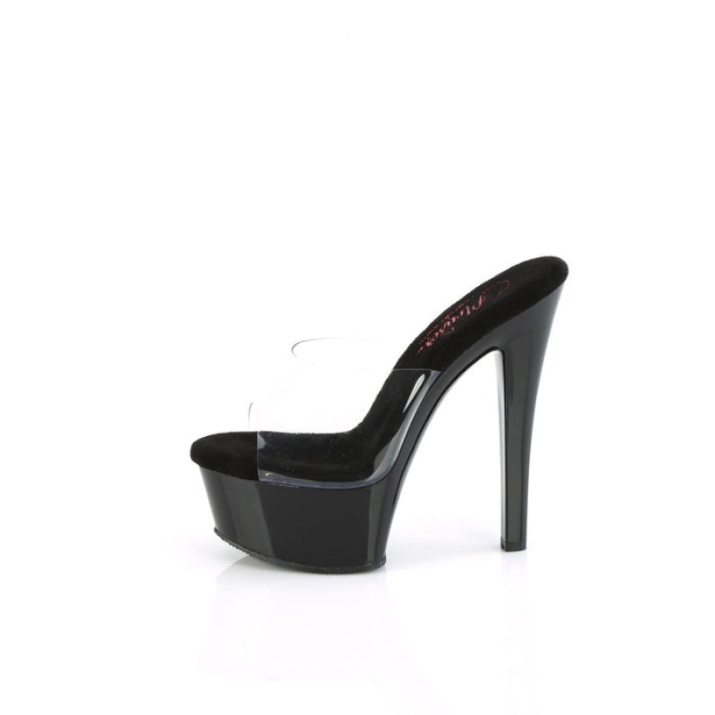 Black Pleaser Gleam-601 Women's Slides | DR4350829