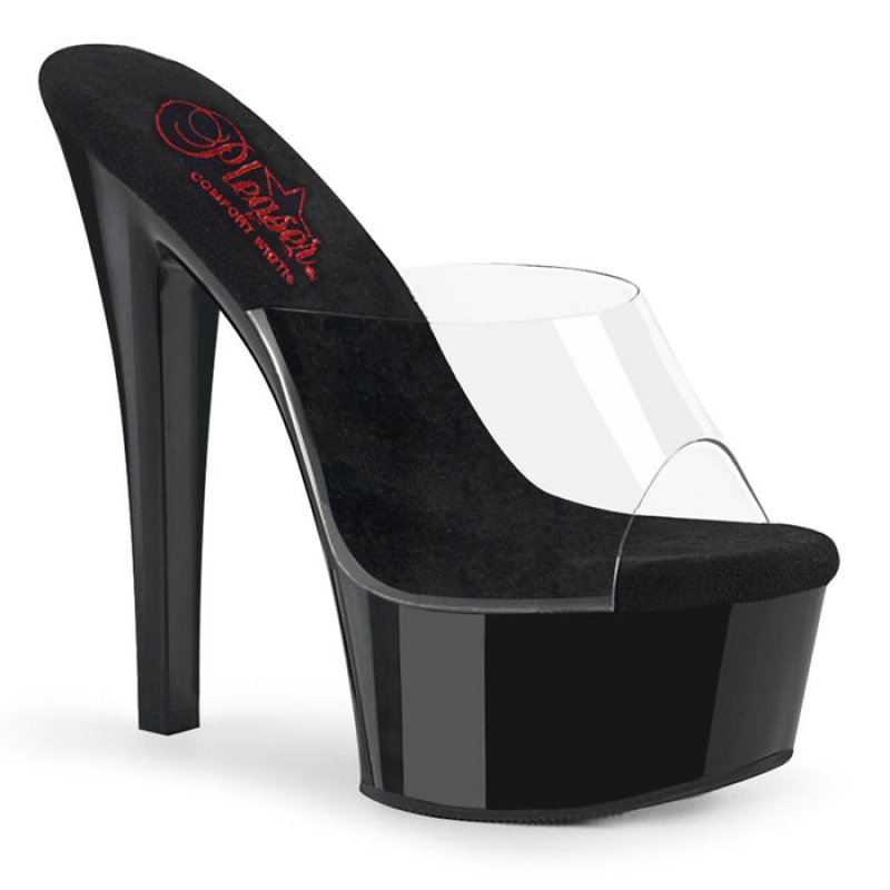 Black Pleaser Gleam-601 Women's Slides | DR4350829