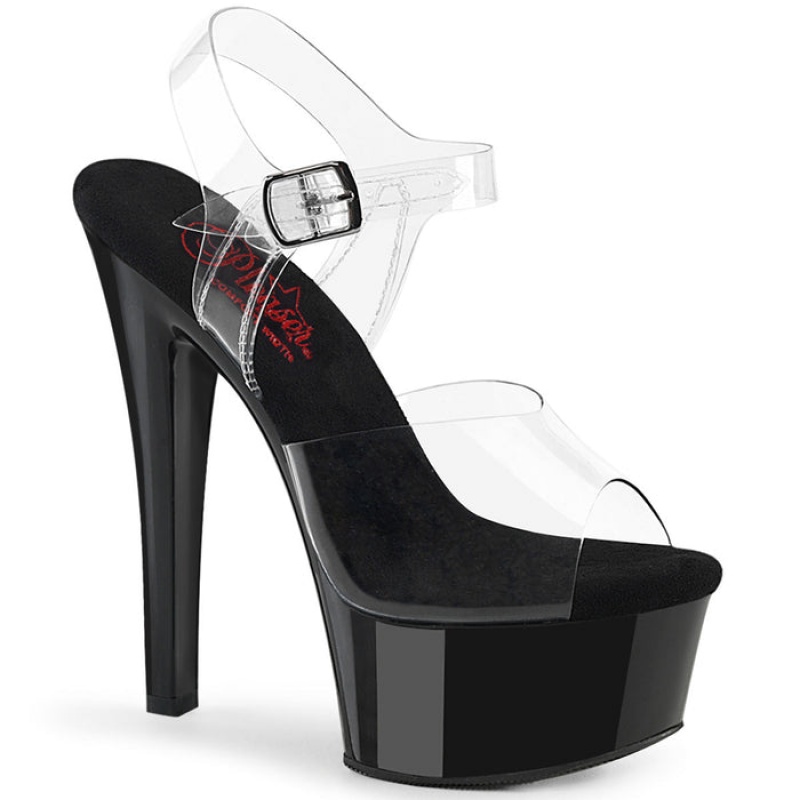 Black Pleaser Gleam-608 Women's Sandals | TC5198470