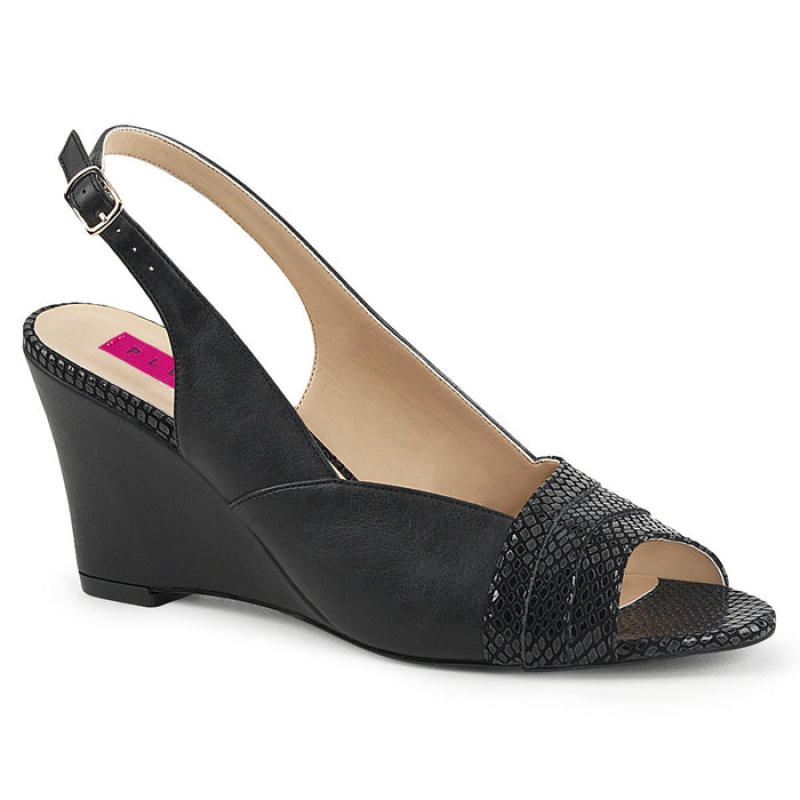 Black Pleaser Kimberly-01SP Women's Slingbacks | BE3876590