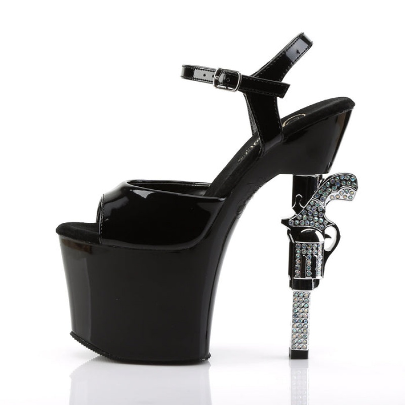 Black Pleaser Revolver-709 Women's Sandals | CZ7319524