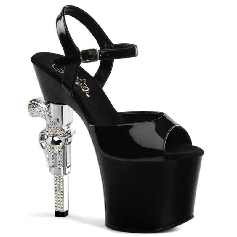 Black Pleaser Revolver-709 Women's Sandals | CZ7319524