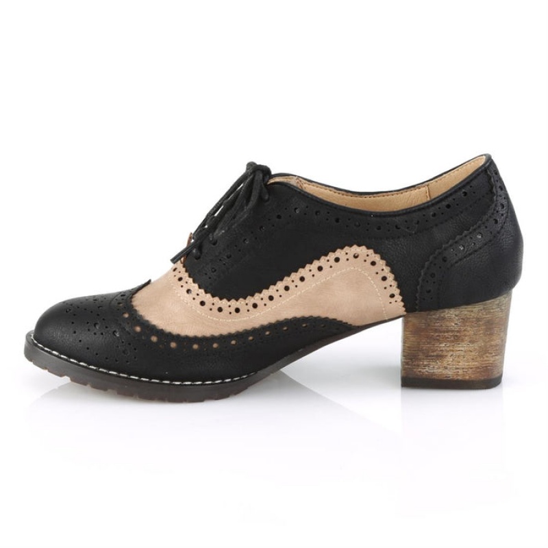 Black / Beige Pleaser Russell-34 Women's Shoes | BJ1450682