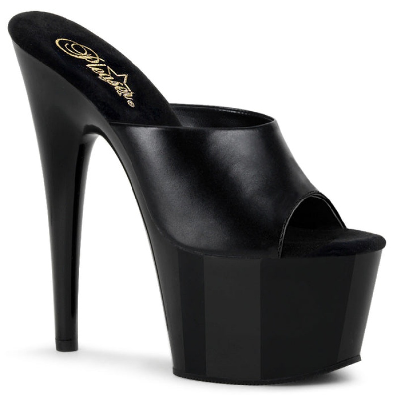 Black / Black Pleaser Adore-701 Women's Slides | RA8264079