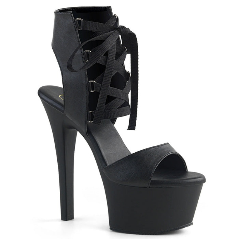 Black / Black Pleaser Aspire-600-14 Women's Sandals | WO8593162