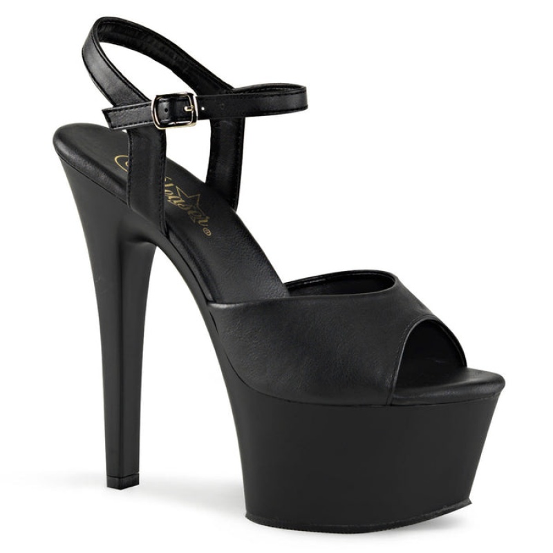 Black / Black Pleaser Aspire-609 Women's Sandals | GC2981047