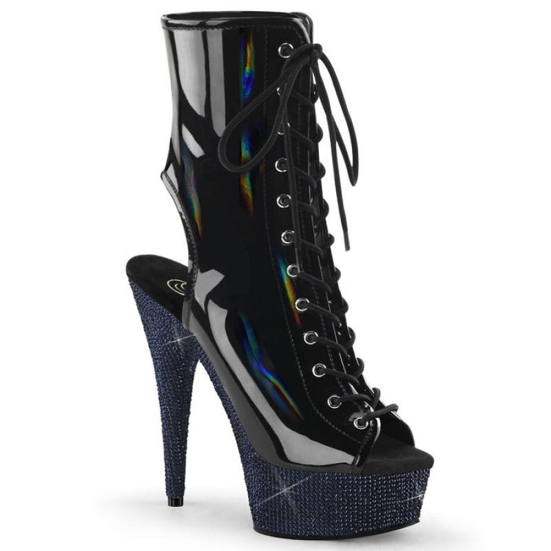 Black / Black Pleaser Bejeweled-1016-6 Women's Boots | SY3504972