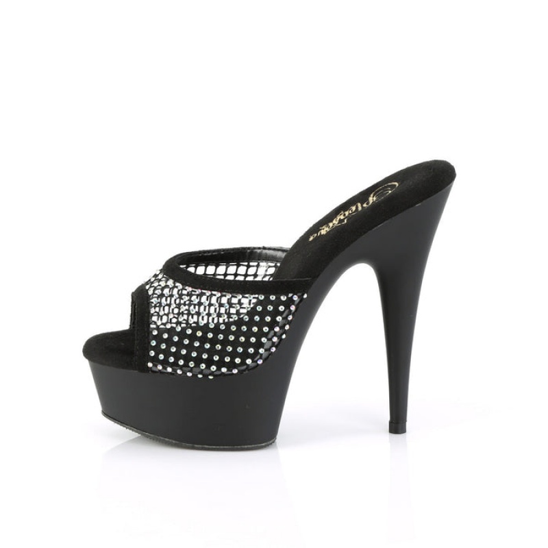 Black / Black Pleaser Delight-601-6RM Women's Slides | QI1398240