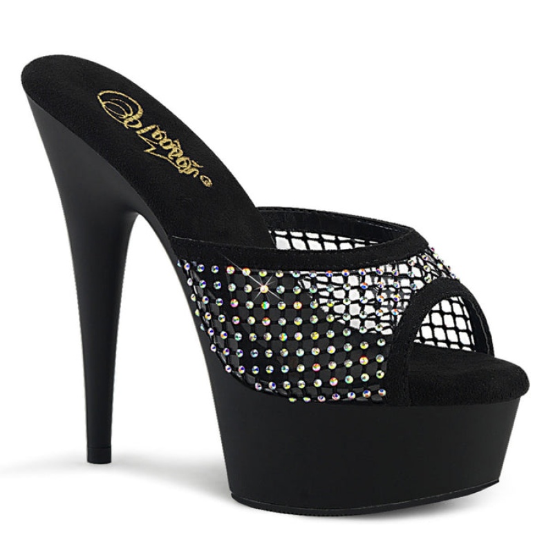 Black / Black Pleaser Delight-601-6RM Women's Slides | QI1398240