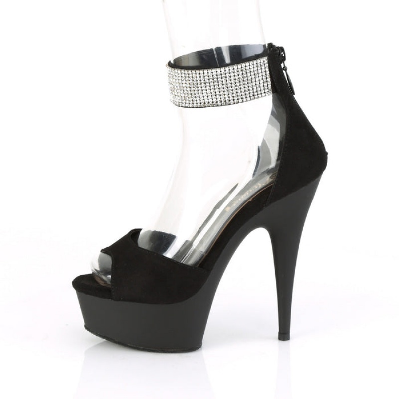 Black / Black Pleaser Delight-625 Women's Sandals | UQ2319056