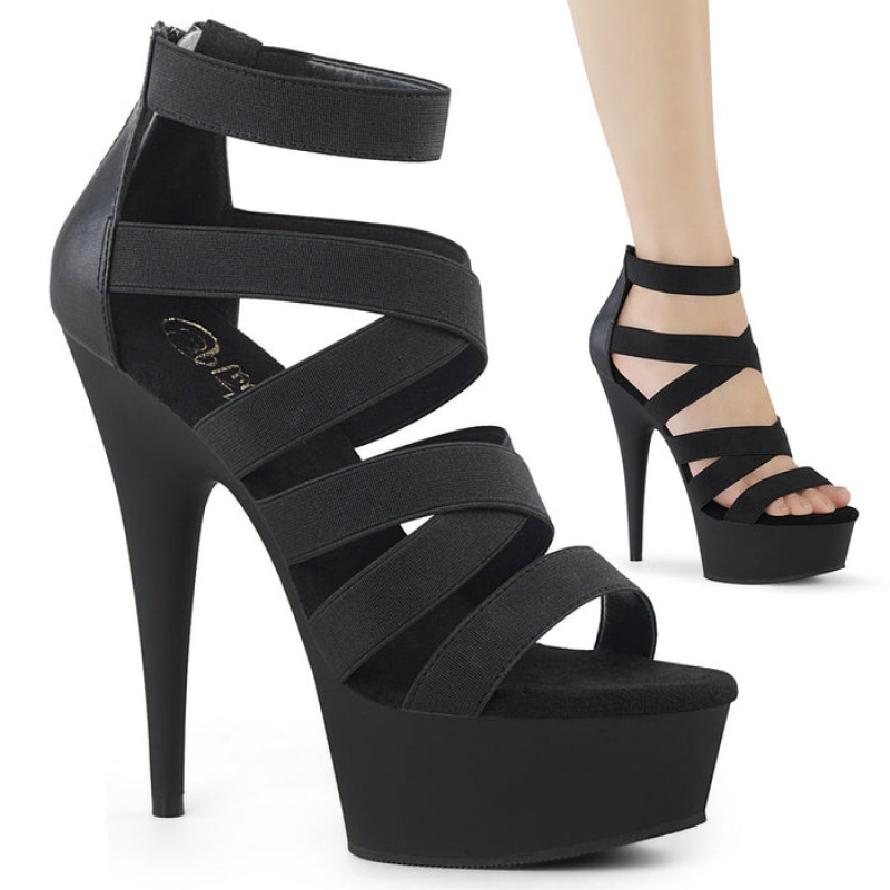 Black / Black Pleaser Delight-659 Women's Sandals | QX9710325