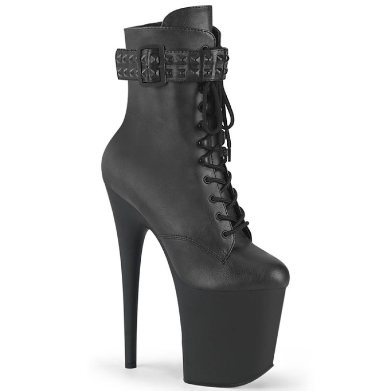 Black / Black Pleaser Flamingo-1020STR Women's Boots | ZL0973184