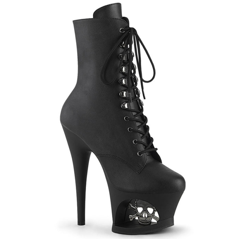 Black / Black Pleaser Moon-1020SK Women's T-Straps | CS4395261