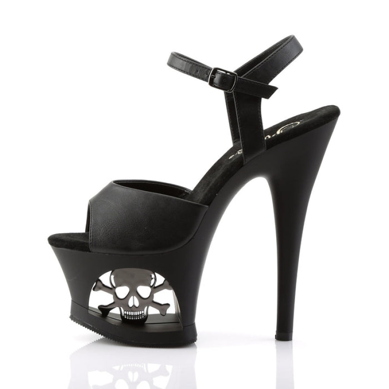 Black / Black Pleaser Moon-709SK Women's Sandals | YO0945623