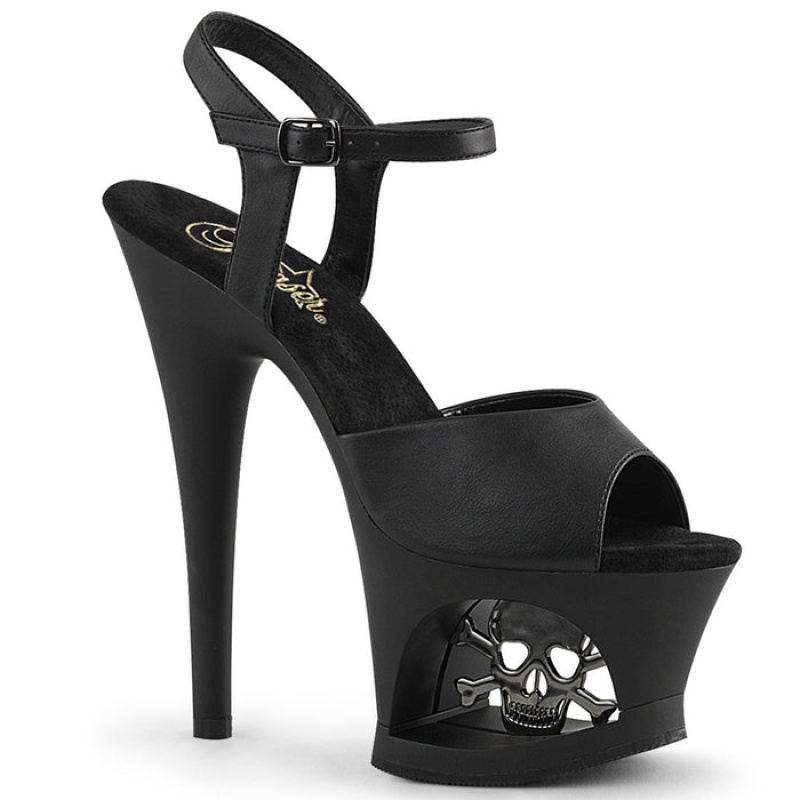 Black / Black Pleaser Moon-709SK Women's Sandals | YO0945623