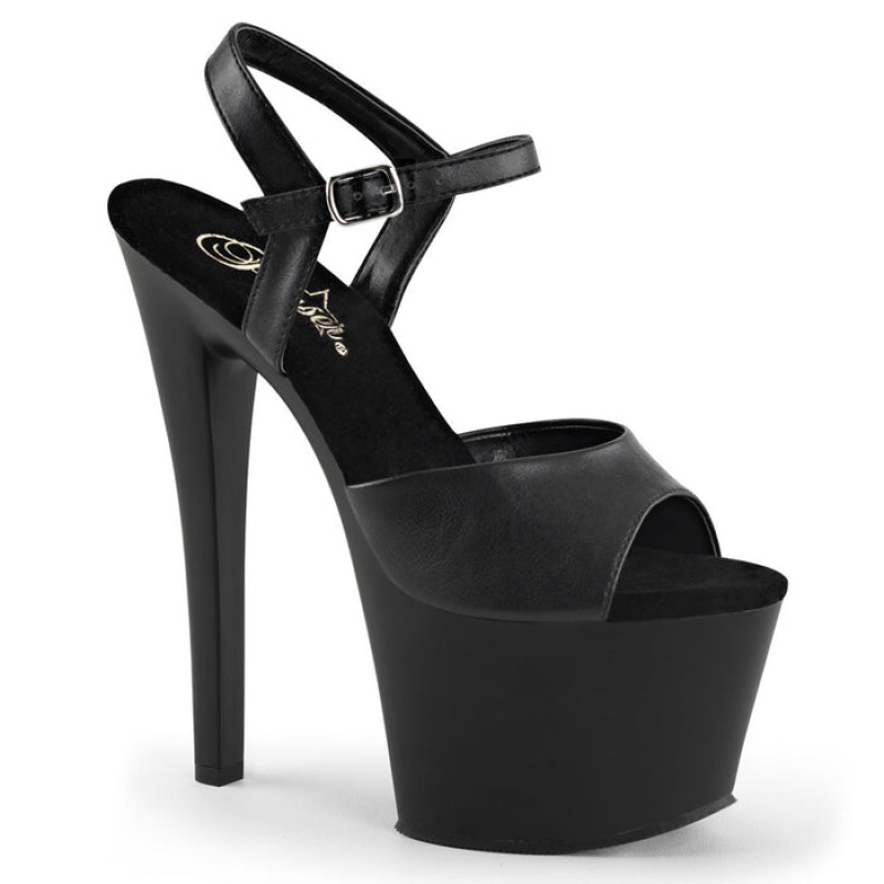 Black / Black Pleaser Sky-309 Women's Sandals | NF3728419