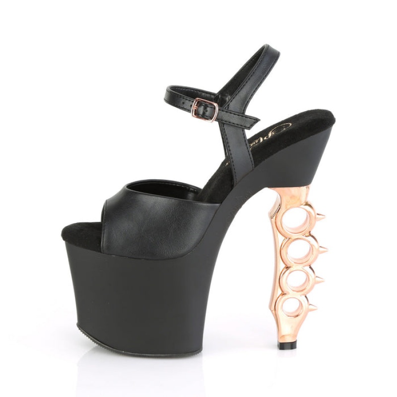 Black / Brown Pleaser Irongrip-709 Women's Sandals | JH8931520