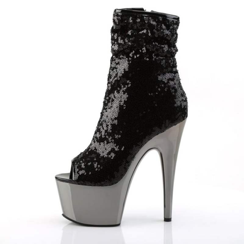 Black / Grey Pleaser Adore-1008SQ Women's Boots | PR9764810