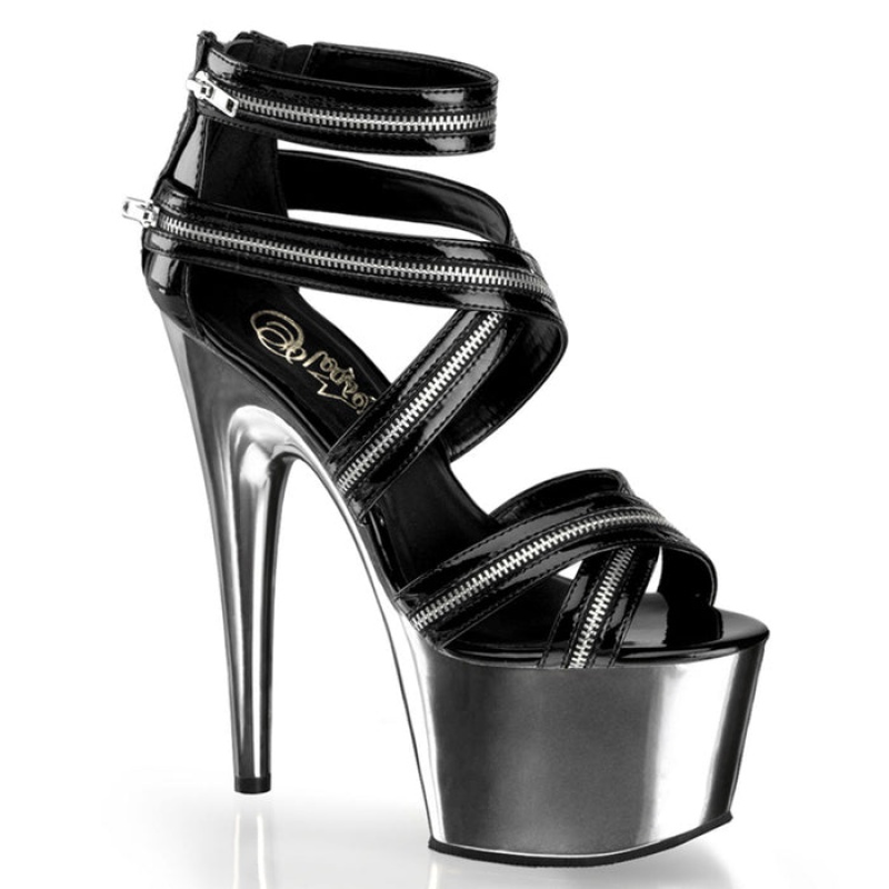 Black / Grey Pleaser Adore-767 Women's Sandals | RD3184592