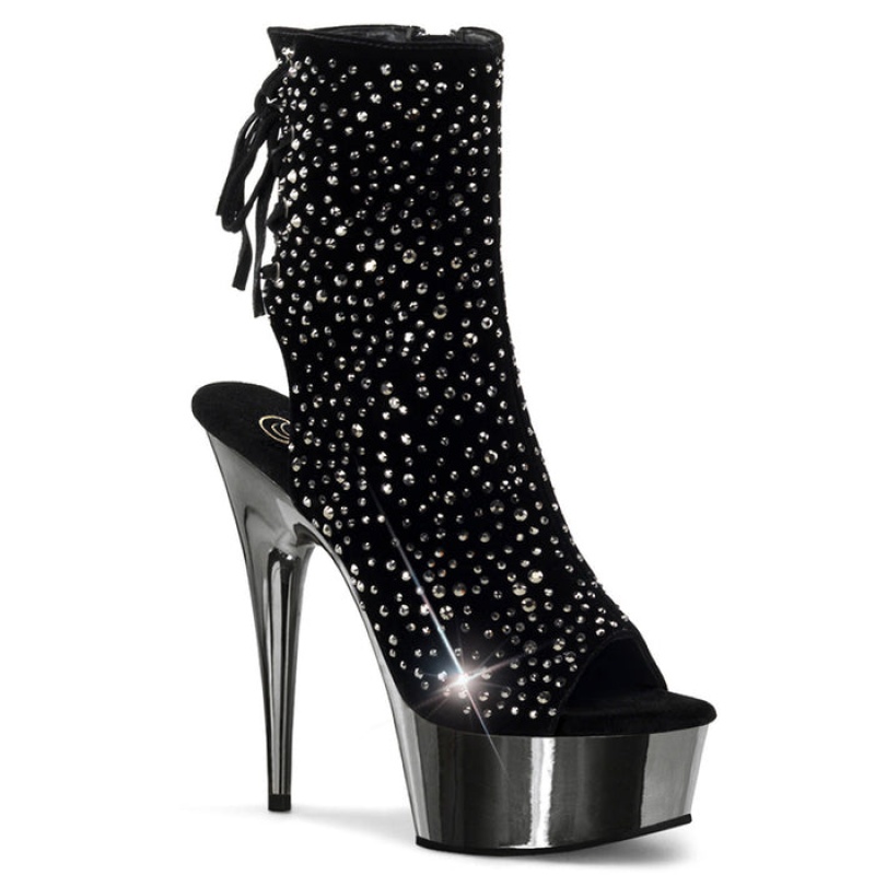 Black / Grey Pleaser Delight-1018RS Women's Boots | DS1245689