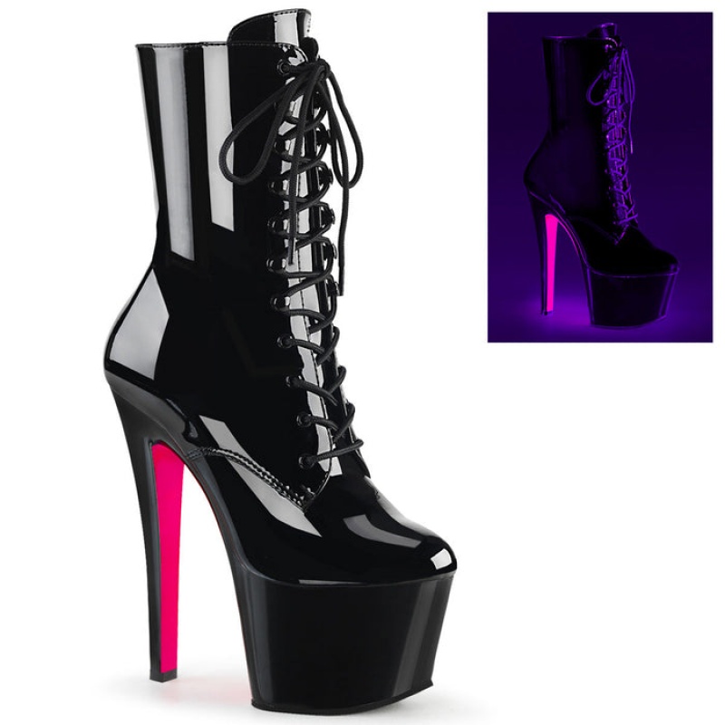 Black / Pink Pleaser Sky-1020TT Women's Boots | WR3417258