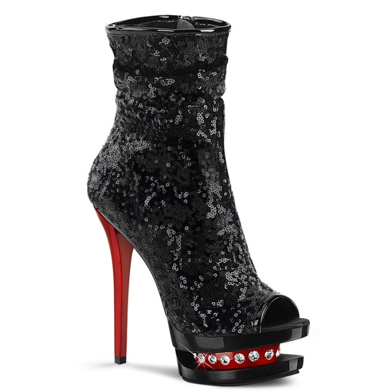 Black / Red Pleaser Blondie-R-1008 Women's Boots | PX1406753