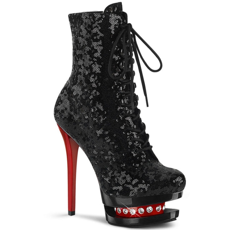 Black / Red Pleaser Blondie-R-1020 Women's Boots | TX4056927