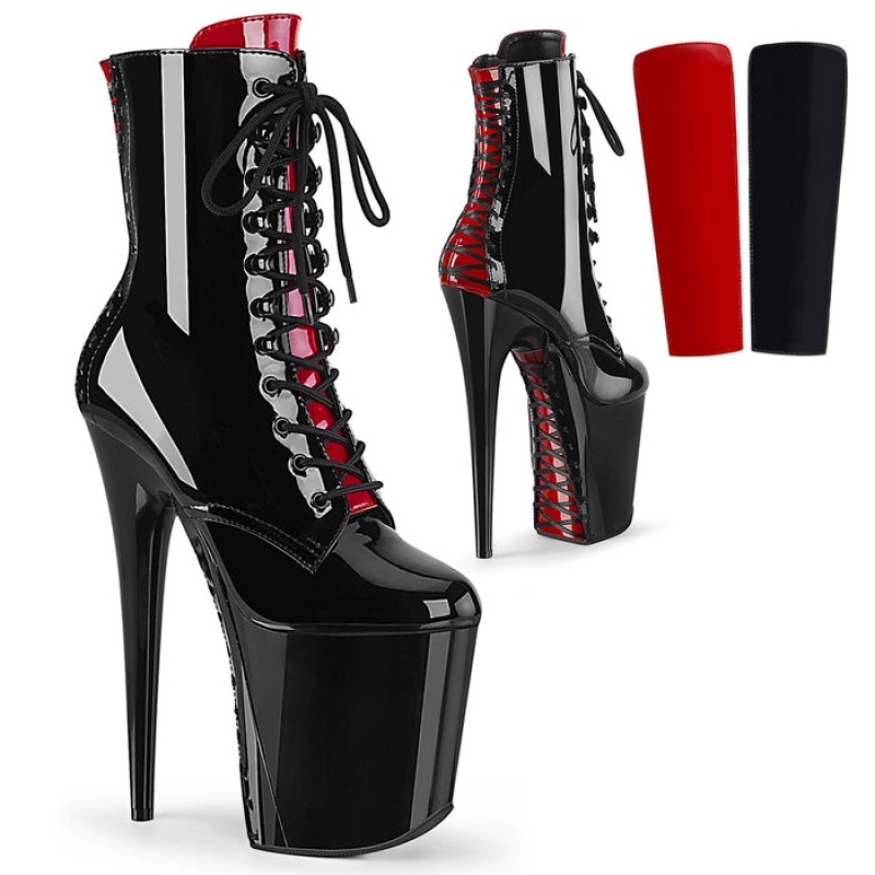 Black / Red Pleaser Flamingo-1020FH Women's Boots | RE1069328