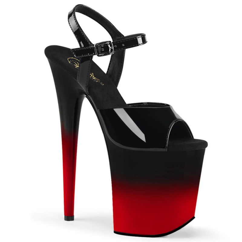 Black / Red Pleaser Flamingo-809BR-H Women's Sandals | PL8279304