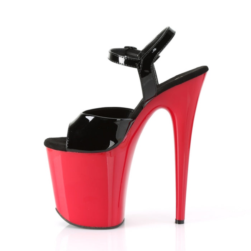 Black / Red Pleaser Flamingo-809 Women's Sandals | OJ5140796