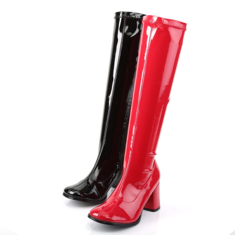 Black / Red Pleaser Gogo-300HQ Women's Boots | JC8140297